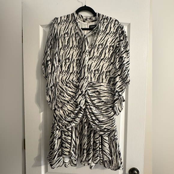 BARDOT Zebra Print Ruched Mini Dress - Picture 2 of 3